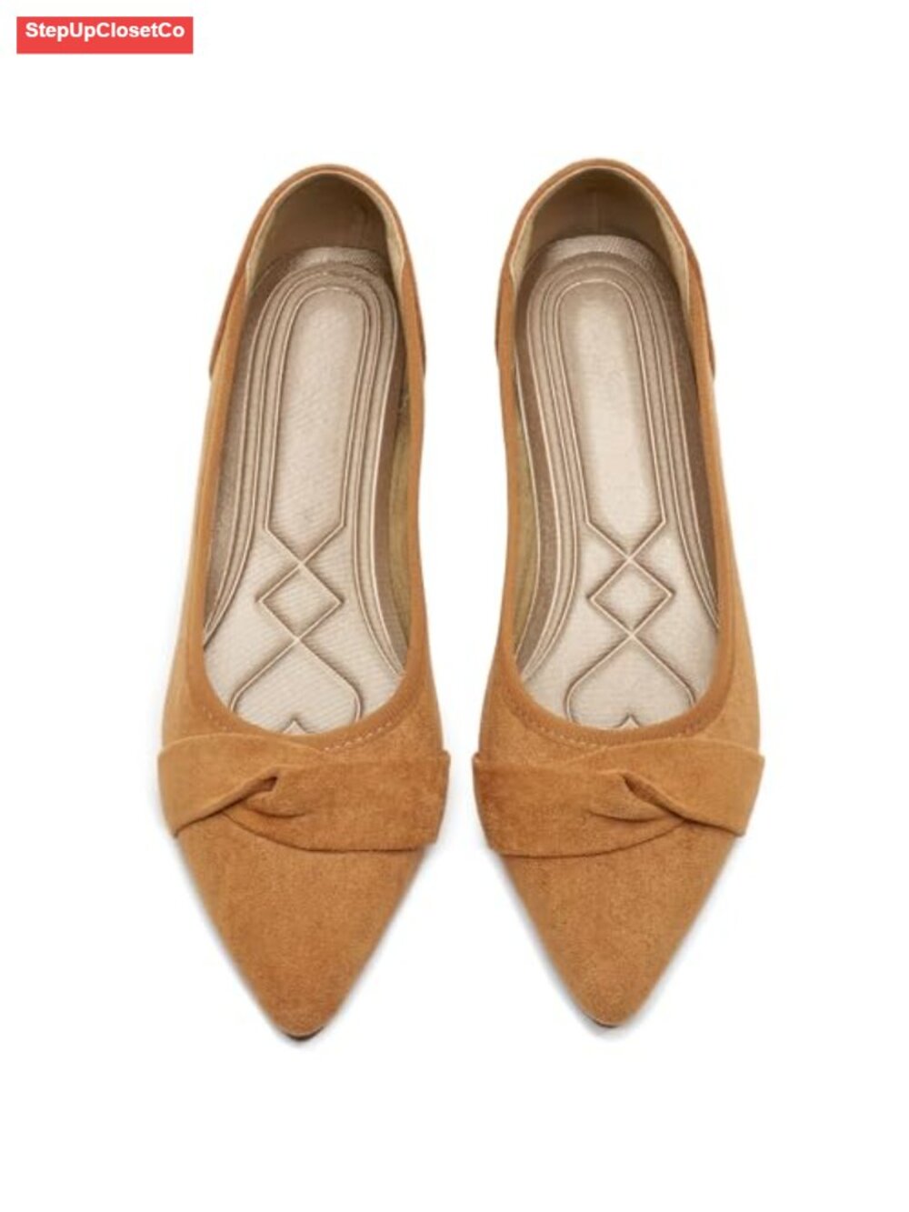 Pointed Toe Bow Ballet Flats - Foldable Lightweight Memory Foam Slip-on Work